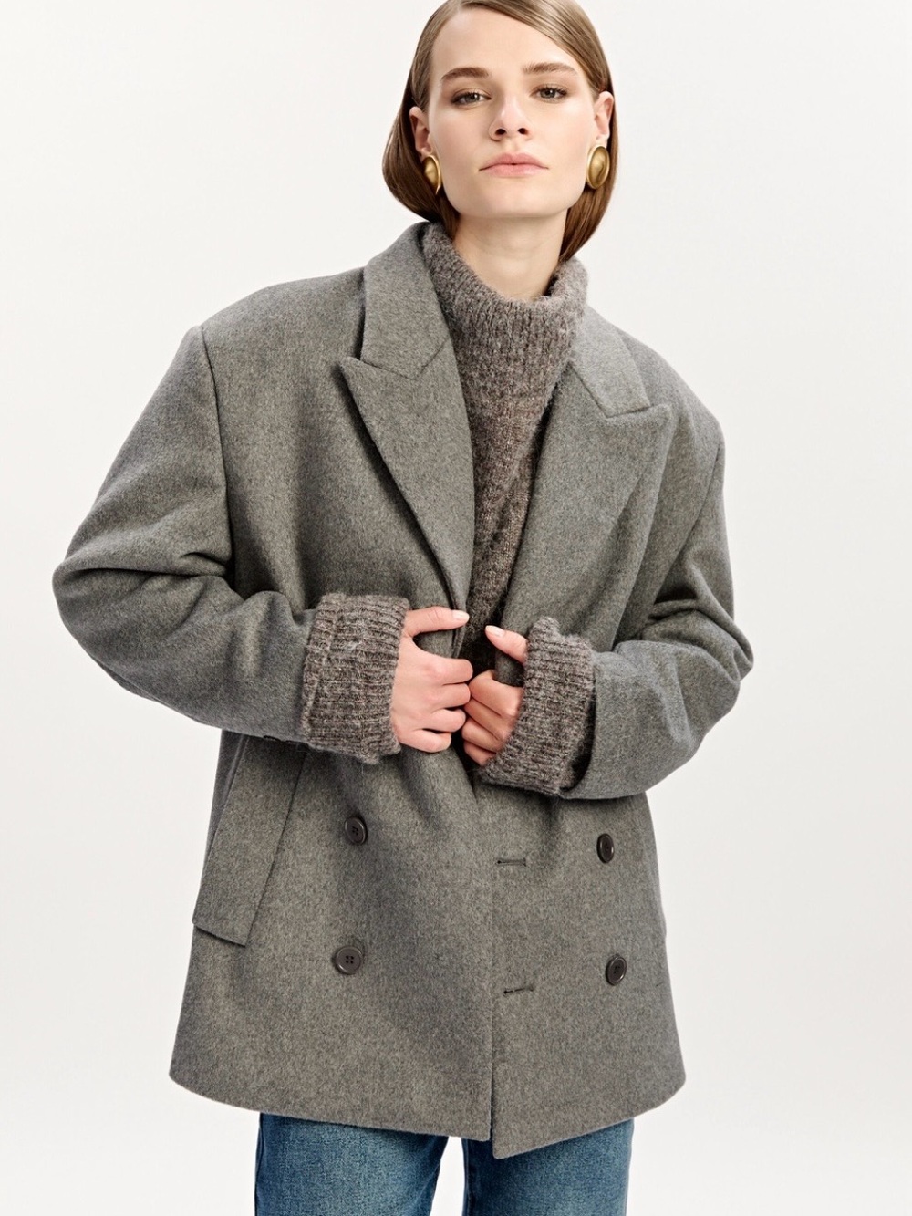 Bardot Classic Oversized Hailey Coat In Dove Grey